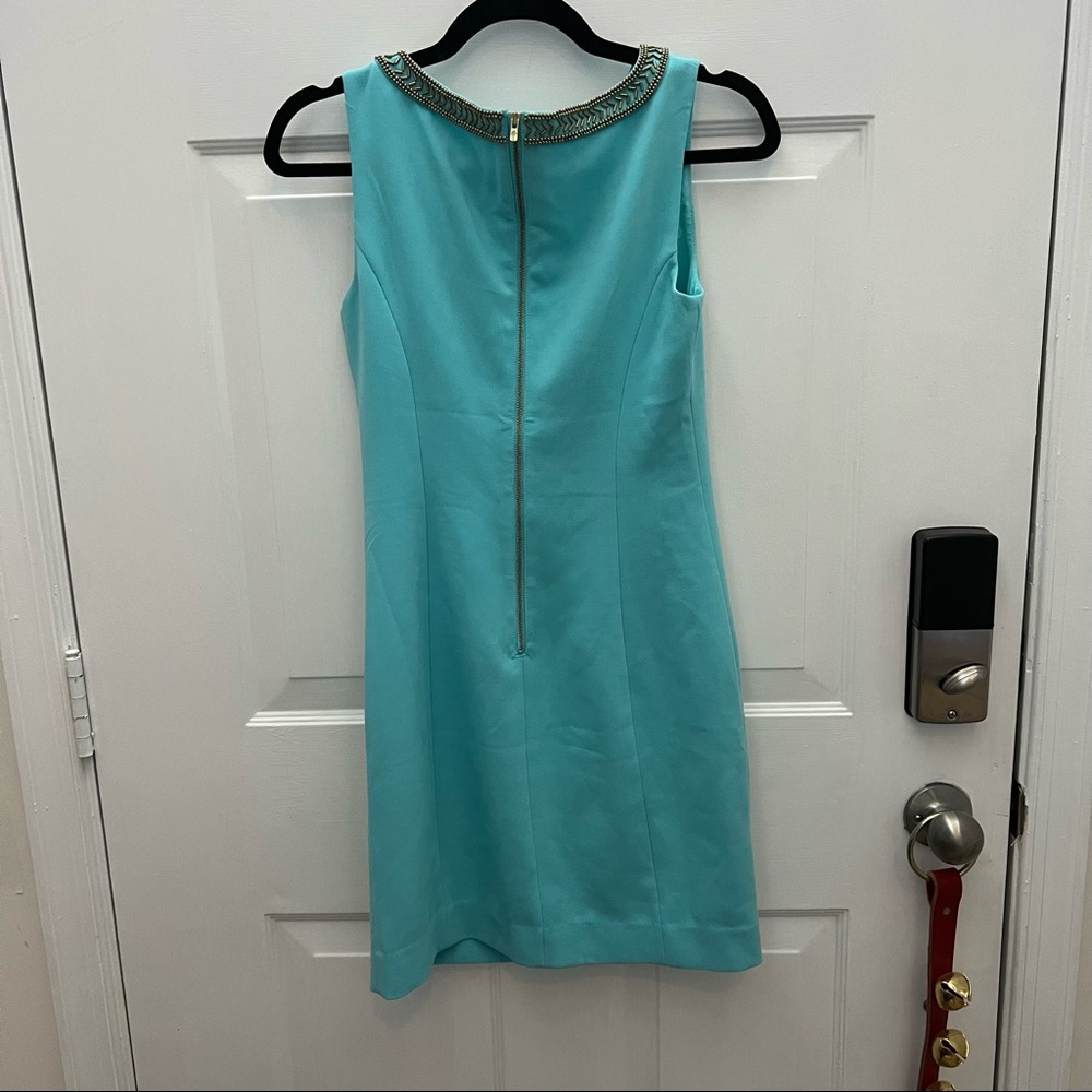 Lilly Pulitzer Shorely Blue and Gold Lane Shift Dress - Picture 5 of 8